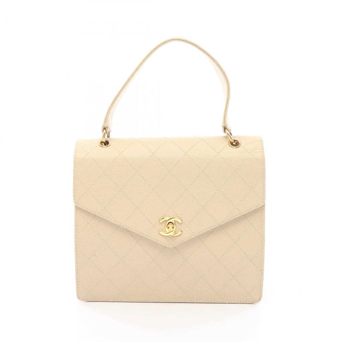 CHANEL MATELASSE HANDBAG GRAINED CALF LEATHER HANDBAG: CHANEL Matelasse Handbag Grained calf leather Handbag Brand: CHANEL Type: Handbag Material: leather Color: Beige Size: (H:8.5" x W:9.3" x D:3.3") Handle?33cm(13.0") Accessories: None Acces