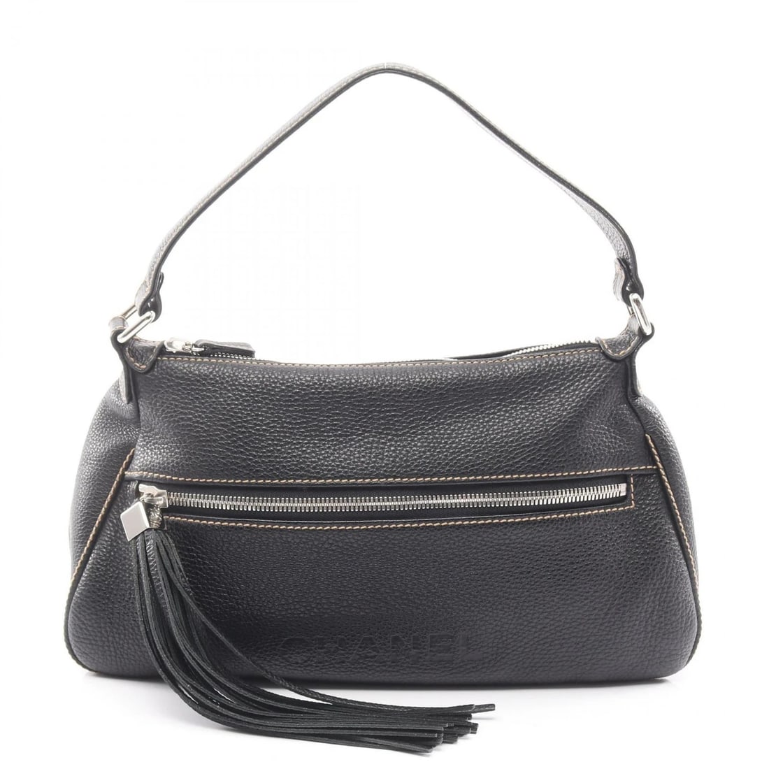 CHANEL SHOULDER BAG TASSEL LEATHER BLACK SHOULDER BAG: CHANEL Shoulder Bag tassel leather Black Shoulder Bag Brand: CHANEL Type: Shoulder Bag Material: leather Color: Black Size: (H:7.9" x W:14.6" x D:4.7") Shoulder?45cm(17.7") Accessories: None