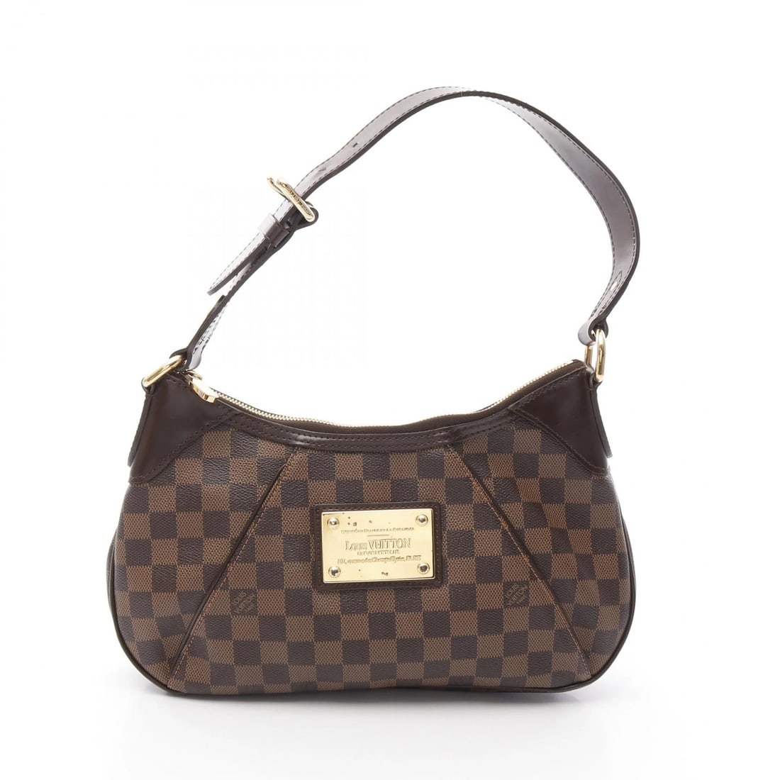 LOUIS VUITTON THAMES PM SHOULDER BAG: LOUIS VUITTON Thames PM Shoulder Bag Brand: LOUIS VUITTON Type: Shoulder Bag Material: PVC coated canvas Color: Brown Size: (H:6.7" x W:12.6" x D:2.0") Shoulder?50(19.7") - 55cm(21.7") 