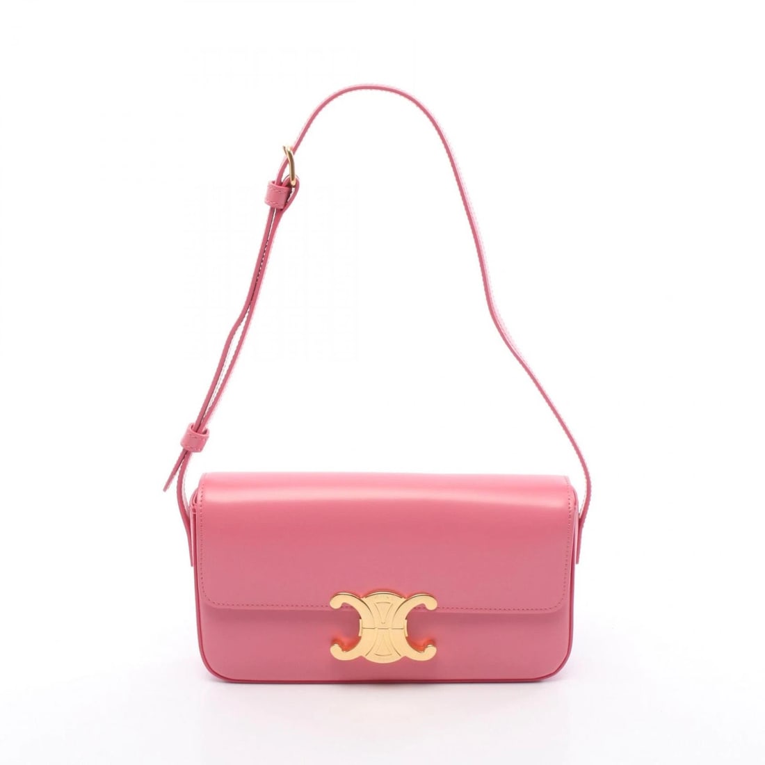 CELINE CLAUDE TRIOMPHE SHOULDER BAG LEATHER PINK SHOULDER BAG: CELINE Claude Triomphe Shoulder Bag leather Pink Shoulder Bag Brand: CELINE Type: Shoulder Bag Material: leather Color: Pink Size: (H:4.7" x W:8.1" x D:1.6") Shoulder?55(21.7") - 64cm(25.2") 