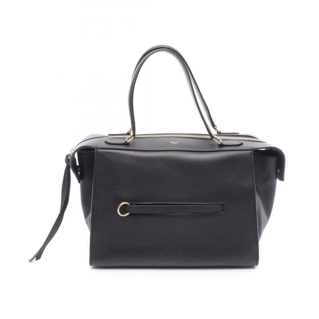 CELINE RING SMALL HANDBAG LEATHER BLACK HANDBAG: CELINE Ring small Handbag leather Black Handbag Brand: CELINE Type: Handbag Material: leather Color: Black Size: (H:8.7" x W:12.0" x D:6.7") Handle?40cm(15.7") Accessories: None Accessories