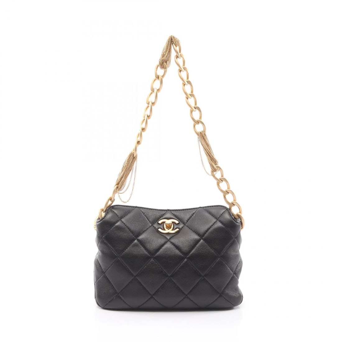 CHANEL MATELASSE CHAIN SHOULDER HANDBAG LEATHER BLACK SHOULDER BAG: CHANEL Matelasse Chain Shoulder handbag leather Black Shoulder Bag Brand: CHANEL Type: Shoulder Bag Material: leather Color: Black Size: (H:5.9" x W:7.9" x D:2.4") Strap drop?24cm(9.4") Accessori
