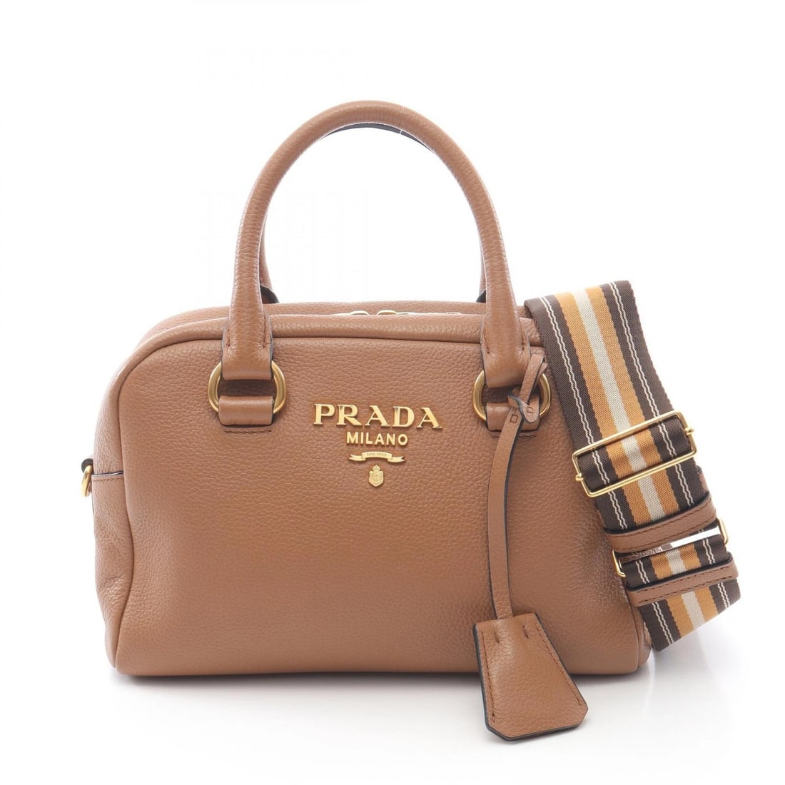 PRADA 2WAY SHOULDER HANDBAG 1BB108 LEATHER BROWN HANDBAG: PRADA 2Way Shoulder Handbag 1BB108 Leather Brown Handbag Brand: PRADA Type: Handbag Material: leather Color: Brown Size: (H:6.7" x W:9.3" x D:3.5") Handle?32cm(12.6") Accessories: None Acc