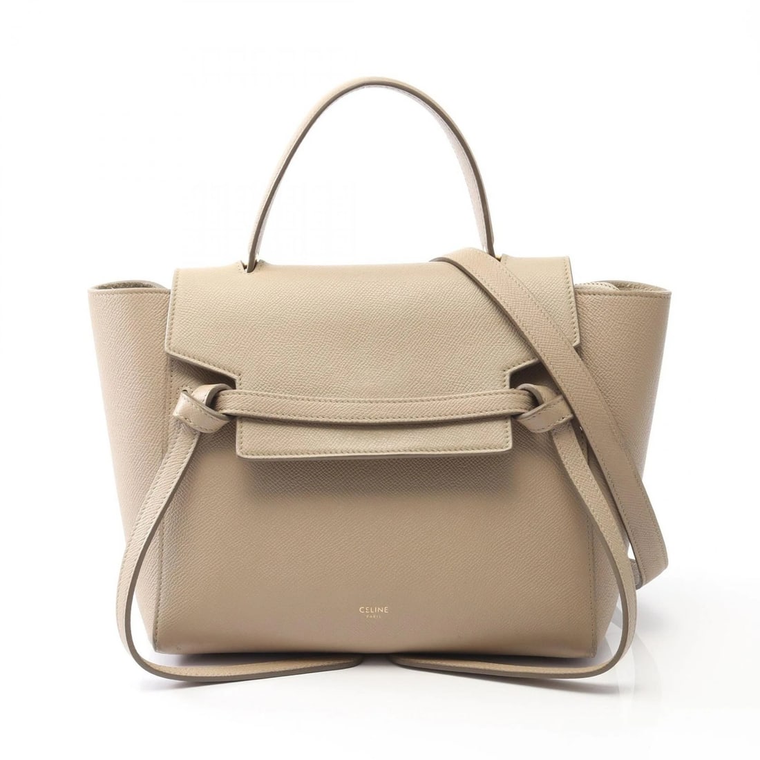 CELINE BELT BAG MICRO SHOULDER HAND CROSSBODY LEATHER HANDBAG: CELINE BELT BAG MICRO Shoulder Hand crossbody leather Handbag Brand: CELINE Type: Handbag Material: leather Color: Beige Size: (H:8.3" x W:9.4" x D:5.1") Handle?26cm(10.2") Accessories: None <