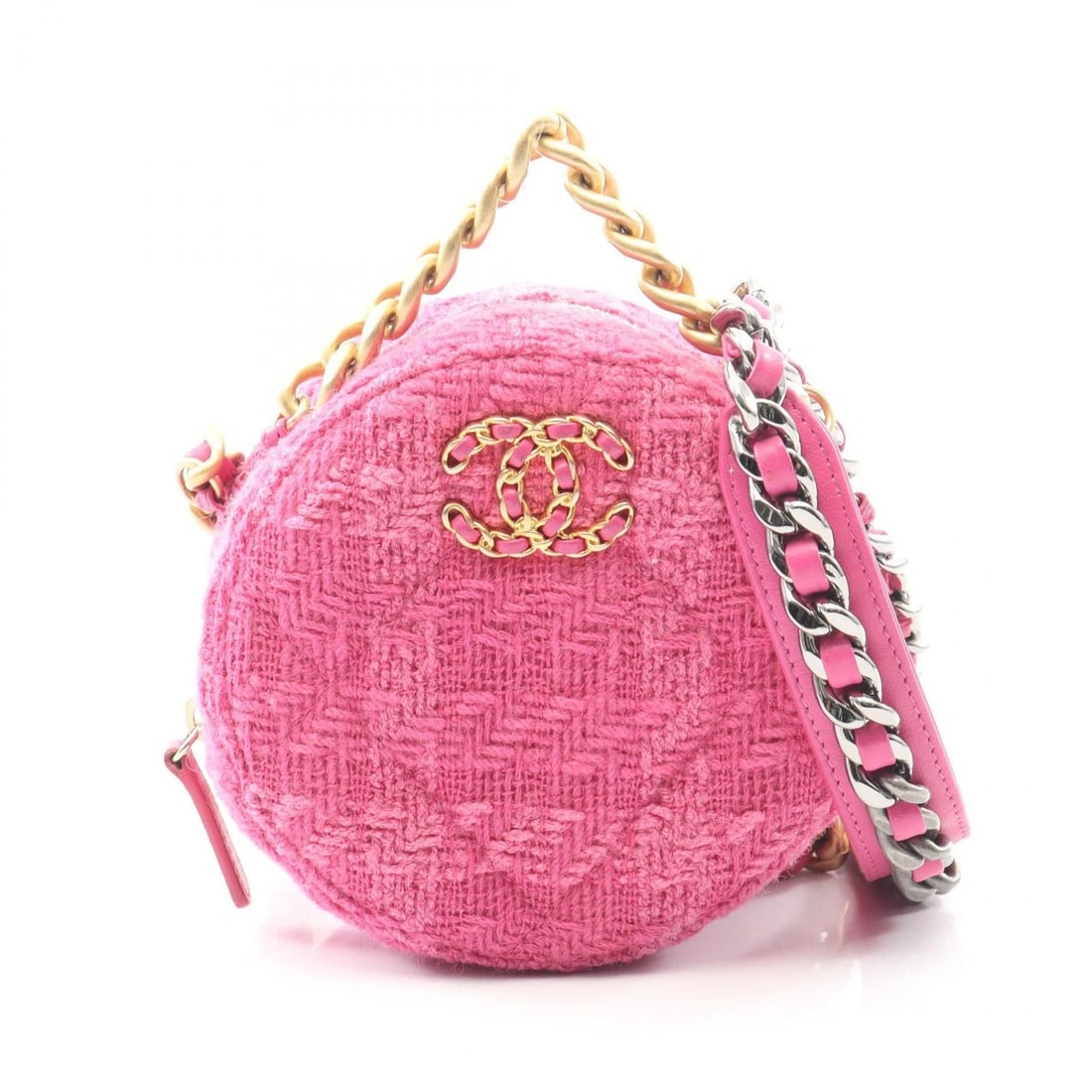 CHANEL CHANEL 19 MATELASSE CHAIN SHOULDER CROSSBODY BAG: CHANEL Chanel 19 Matelasse chain Shoulder Crossbody Bag Brand: CHANEL Type: Shoulder Bag Material: Fabric Color: Pink Size: (H:4.7" x W:4.7" x D:2.0") Handle?16cm(6.3") Accessories: None A