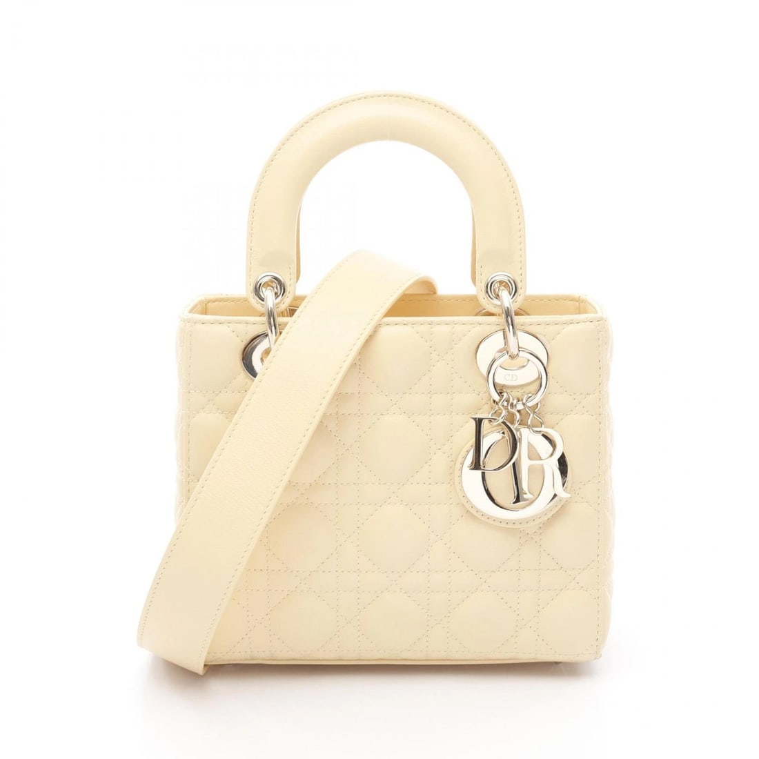 DIOR LADY DIOR SMALL CANNAGE SHOULDER HANDBAG: Dior Lady Dior Small Cannage Shoulder Handbag Brand: Dior Type: Handbag Material: leather Color: Yellow Size: (H:6.7" x W:7.9" x D:3.1") Handle?30cm(11.8") Accessories: None Accessories