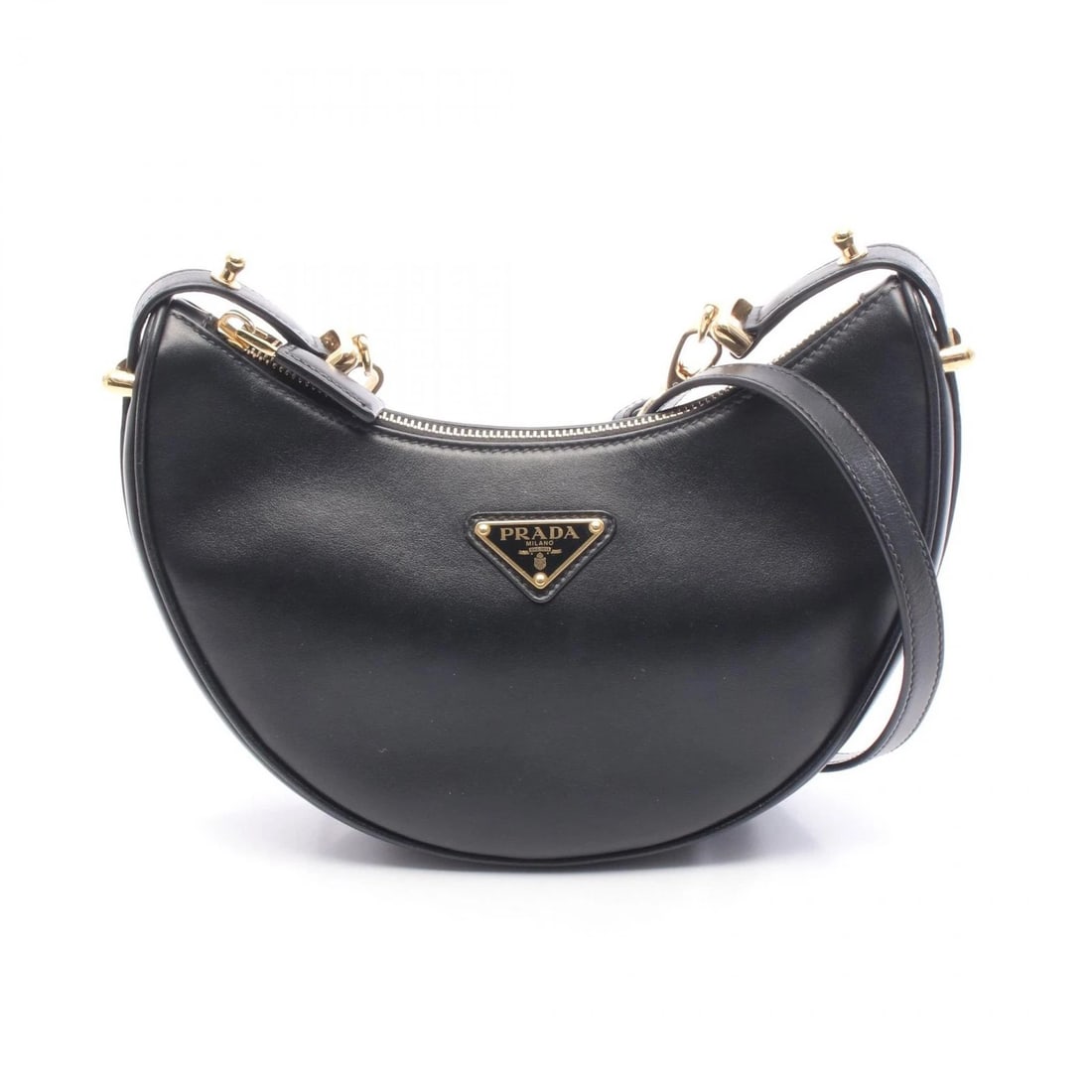 PRADA SOFT CALF ARQUE SHOULDER CROSSBODY BAG HANDBAG: PRADA SOFT CALF ARQUE Shoulder Crossbody Bag Handbag Brand: PRADA Type: Handbag Material: leather Color: Black Size: (H:5.3" x W:8.7" x D:2.4") Shoulder?93(36.6") - 103cm(40.6") Accessories: