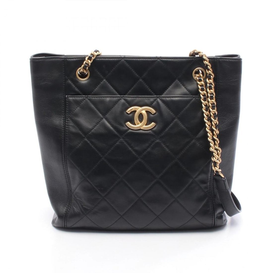 CHANEL MATELASSE CHAIN SHOULDER TOTE BAG SHOULDER BAG: CHANEL Matelasse Chain Shoulder Tote Bag Shoulder Bag Brand: CHANEL Type: Shoulder Bag Material: leather Color: Black Size: (H:10.6" x W:11.0" x D:3.5") Strap drop?33cm(13.0") Accessories: