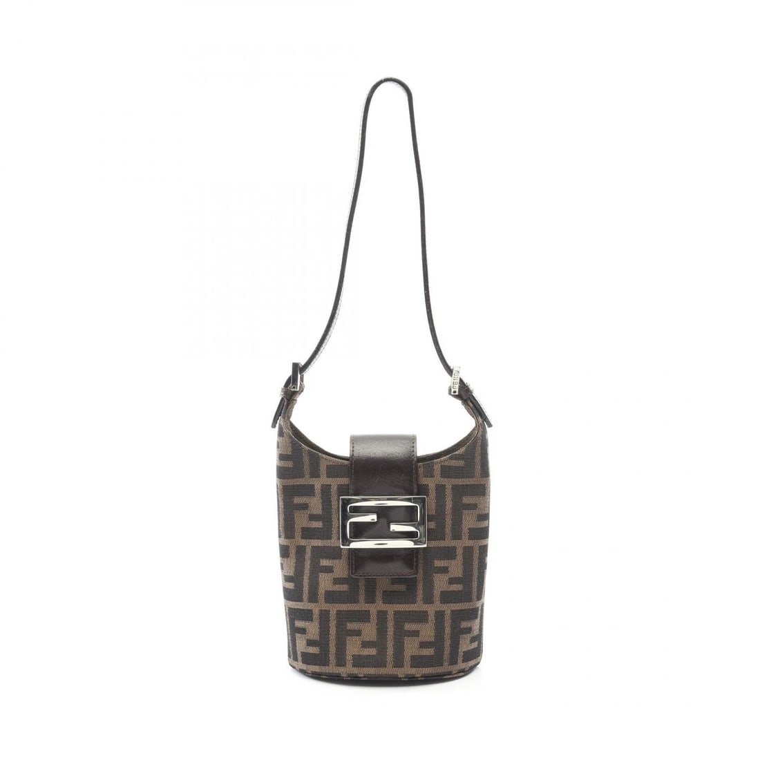FENDI ZUCCA SHOULDER BAG CANVAS LEATHER BROWN SHOULDER BAG: FENDI Zucca Shoulder Bag canvas leather Brown Shoulder Bag Brand: FENDI Type: Shoulder Bag Material: canvas Color: Brown Size: (H:5.5" x W:5.1" x D:3.1") Strap drop?24cm(9.4") Accessories: