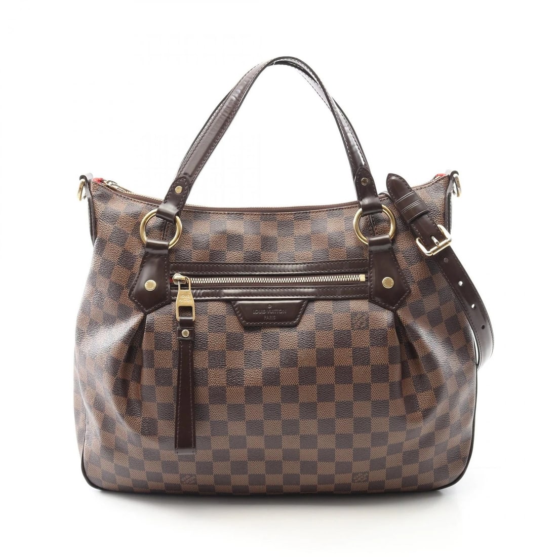 LOUIS VUITTON EVORA MM HANDBAG DAMIER CANVAS HANDBAG: LOUIS VUITTON Evora MM Handbag Damier Canvas Handbag Brand: LOUIS VUITTON Type: Handbag Material: PVC coated canvas Color: Brown Size: (H:12.6" x W:15.0" x D:3.9") Handle?46cm(18.1") Accessories: