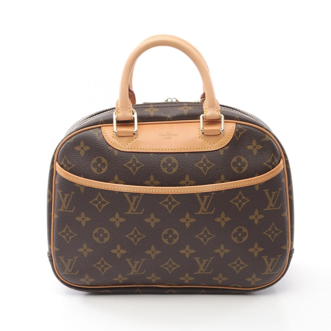 LOUIS VUITTON TROUVILLE HANDBAG: LOUIS VUITTON Trouville Handbag Brand: LOUIS VUITTON Type: Handbag Material: PVC coated canvas Color: Brown Size: (H:8.3" x W:10.6" x D:4.1") Handle?29cm(11.4") Accessories: None Accessori