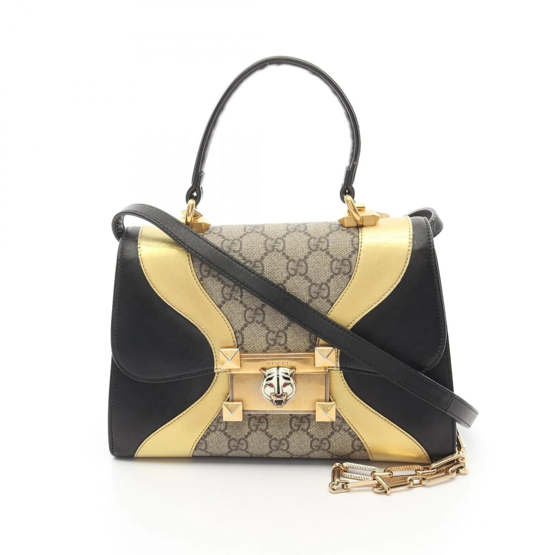 GUCCI OJIRIDE GG SUPREME SHOULDER HANDBAG: GUCCI Ojiride GG Supreme Shoulder Handbag Brand: GUCCI Type: Handbag Material: PVC coated canvas Color: Beige Size: (H:6.9" x W:10.2" x D:3.9") Handle?27cm(10.6") Accessories: None Accesso