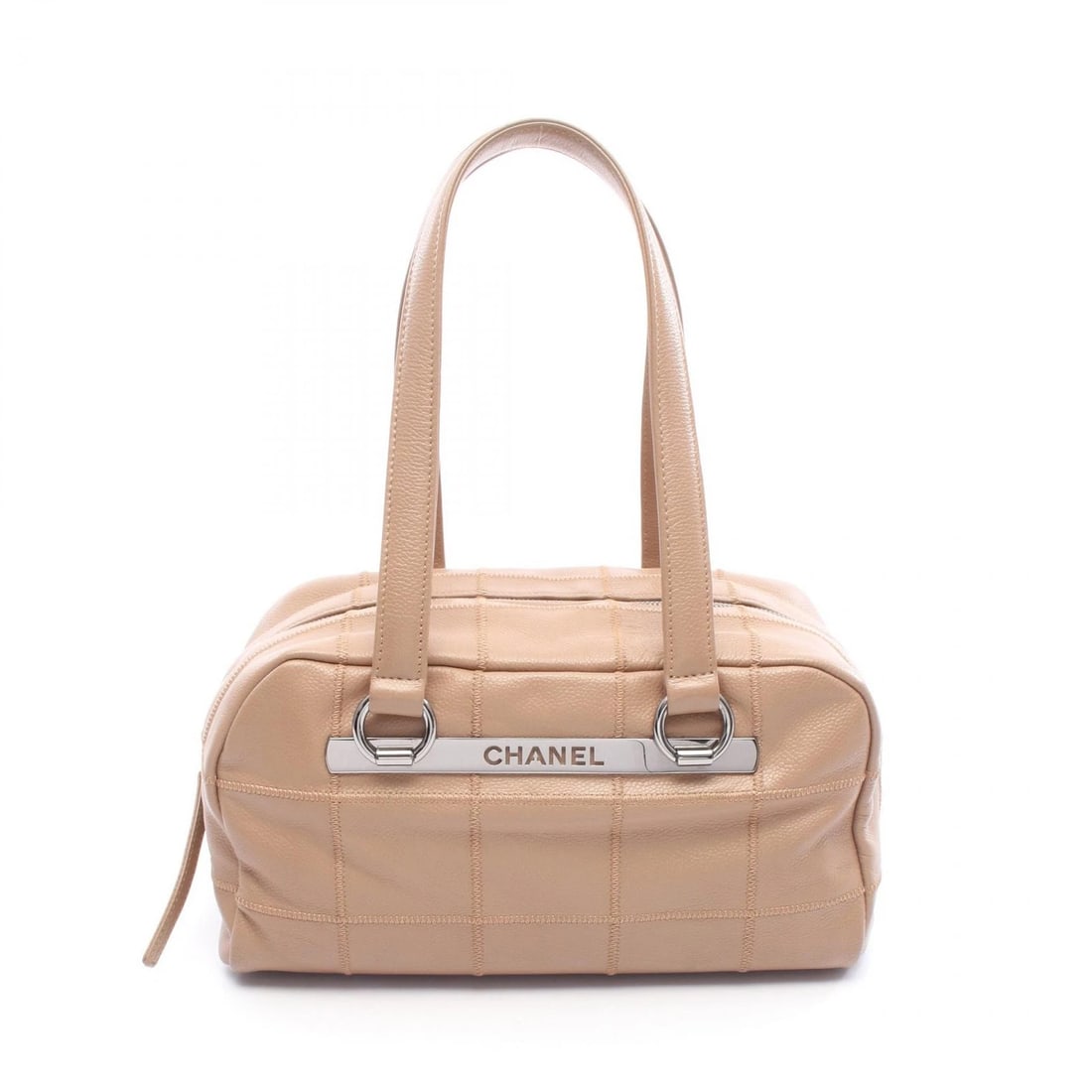 CHANEL CHOCOLATE BAR HAND SHOULDER BAG BOSTON BAG: CHANEL Chocolate bar hand shoulder bag Boston bag Brand: CHANEL Type: Boston bag Material: leather Color: Beige Size: (H:6.3" x W:11.8" x D:4.7") Handle?58cm(22.8") Accessories: None Acces