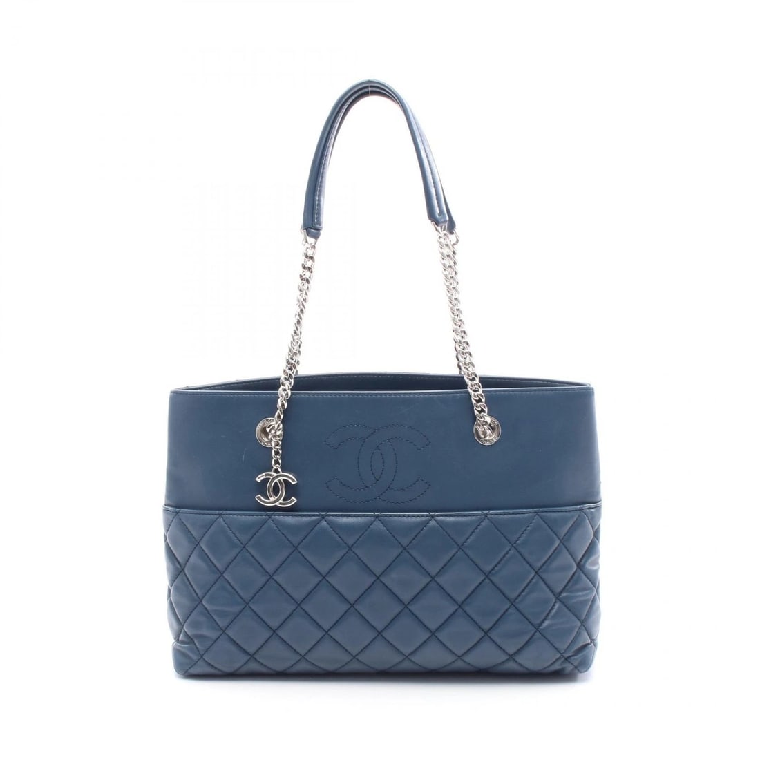 CHANEL MATELASSE CHAIN SHOULDER TOTE BAG TOTE BAG: CHANEL Matelasse Chain Shoulder Tote Bag Tote Bag Brand: CHANEL Type: Tote Bag Material: Lambskin (sheep leather) Color: Blue Size: (H:8.7" x W:13.4" x D:3.9") Strap drop?23cm(9.1") Accessories:
