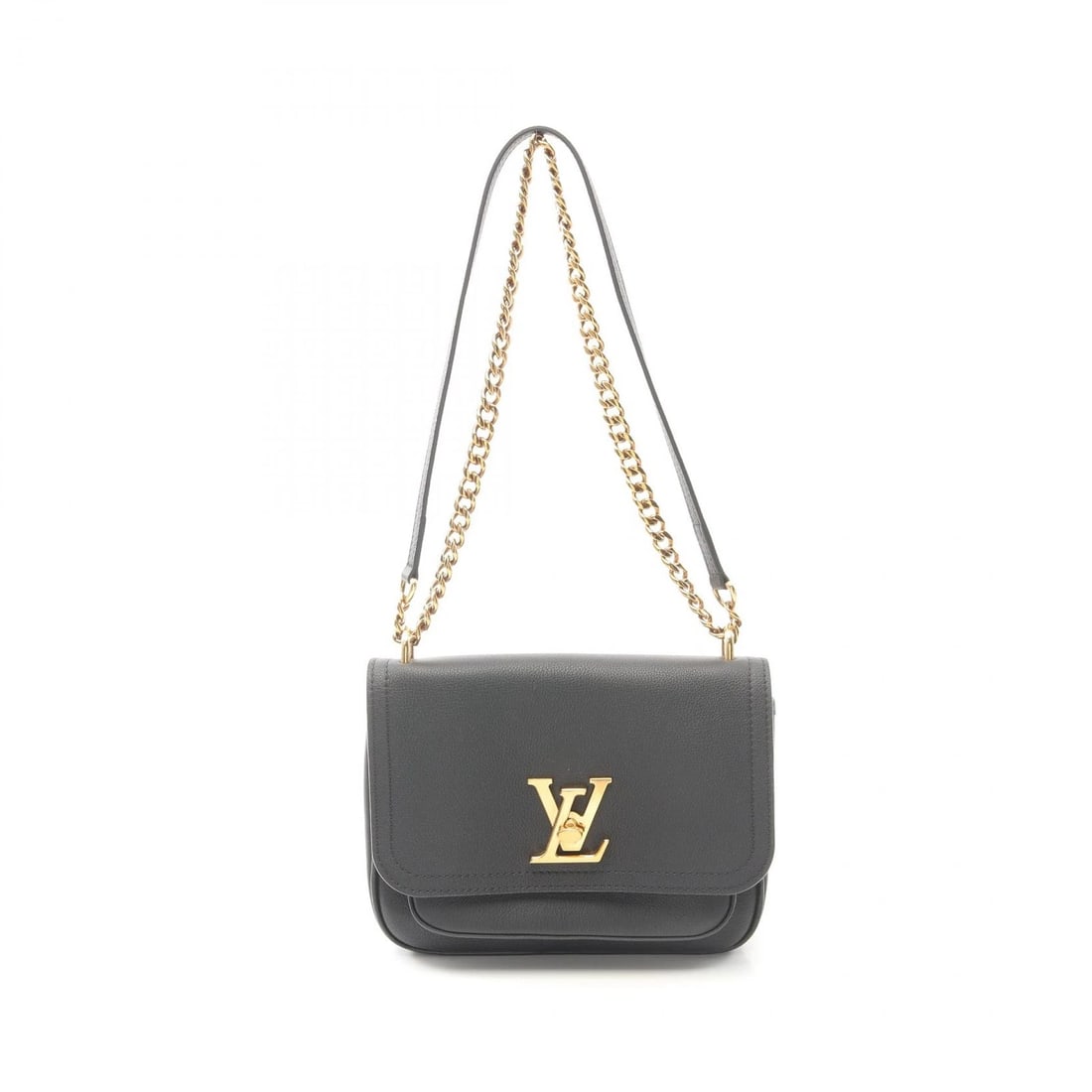 LOUIS VUITTON LOCK ME CHAIN SHOULDER BAG: LOUIS VUITTON Lock Me Chain Shoulder Bag Brand: LOUIS VUITTON Type: Shoulder Bag Material: leather Color: Black Size: (H:7.1" x W:8.9" x D:3.1") Accessories: None Accessories Notice: When
