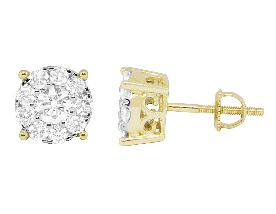 14K YELLOW GOLD GENUINE VS DIAMOND ROUND FLOWER STUDS EARRINGS: 14K Yellow Gold Genuine VS Diamond Round Flower Studs Earrings Brand: None Type: Earrings Material: 14k Yellow Gold, Main Stone/Creation Natural Color: Yellow Size: Dimension 9mm, 5mm height Acce