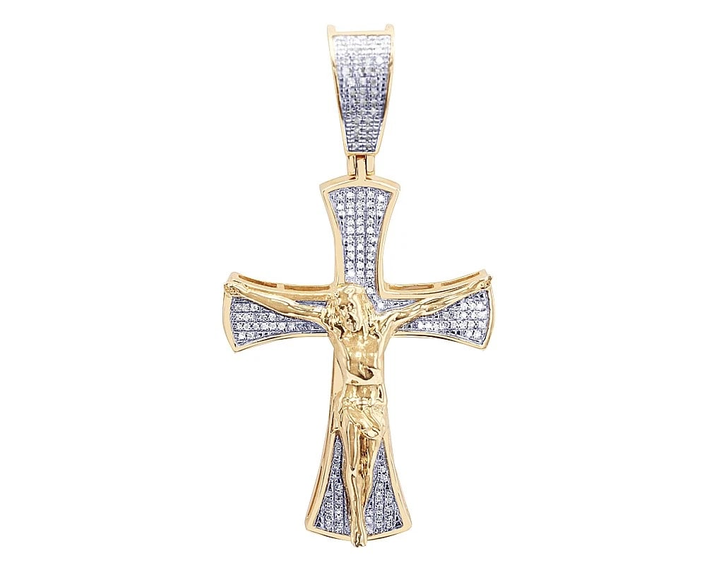 JESUS CRUCIFIX REAL DIAMOND CROSS PENDANT (1 of 2)