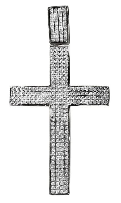 10K WHITE GOLD PUFF PAVE GENUINE DIAMOND CROSS CHARM PENDANT: 10K White Gold Puff Pave Genuine Diamond Cross Charm Pendant Brand: None Type: Necklace Material: 10k White Gold, Main Stone/Creation Natural Color: White Gold Size: Dimension 2.5" x 1.4"" 