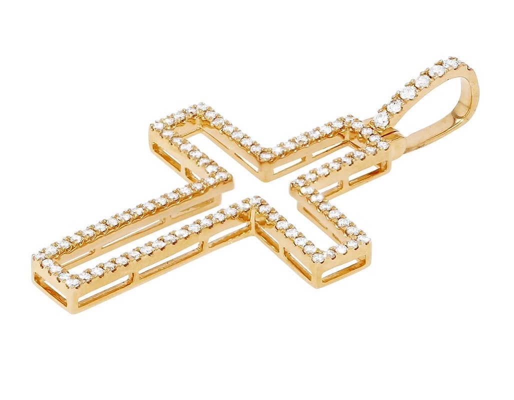 OPEN CROSS REAL DIAMOND PENDANT - 2