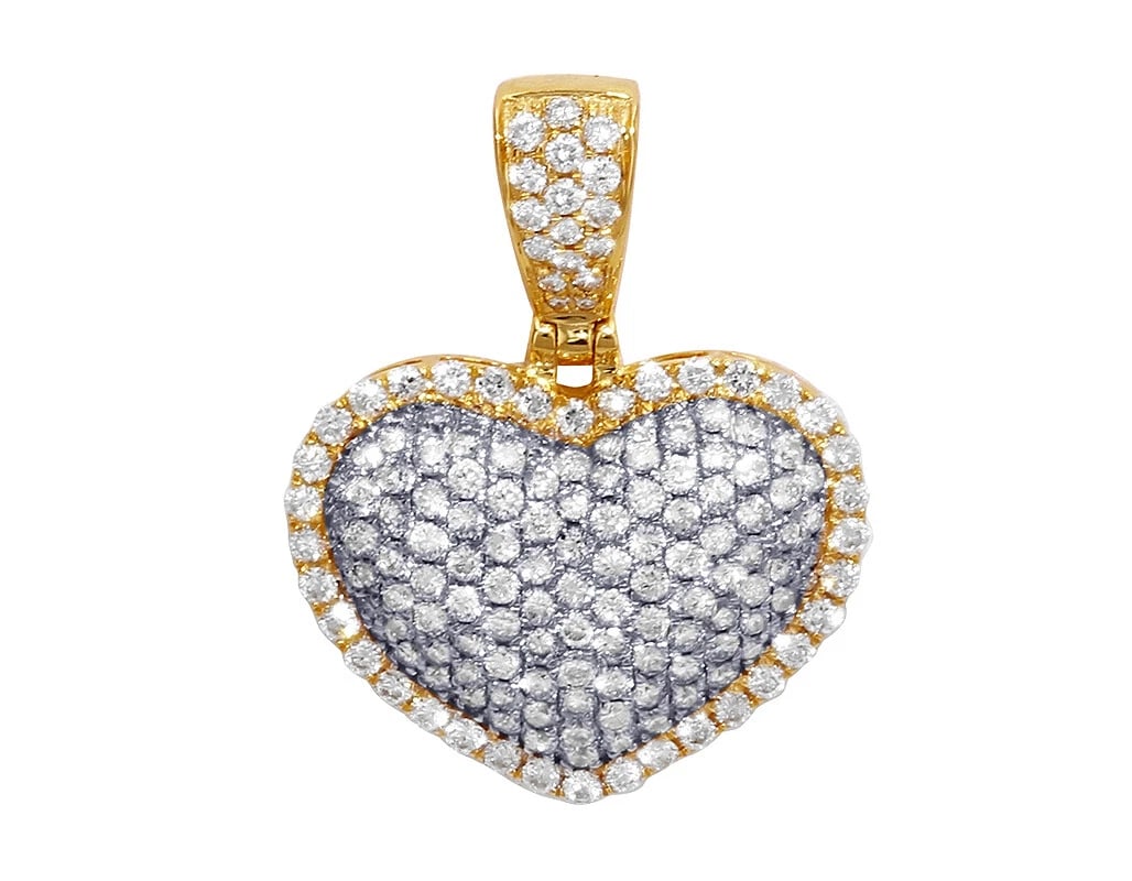 BUBBLE HEART REAL DIAMOND PENDANT: Bubble Heart Real Diamond Pendant Brand: None Type: Necklace Material: 14k Multi-Tone Gold, Main Stone/Creation Natural Color: Multi-Tone Size: Dimension 1" Accessories: None Accessories N