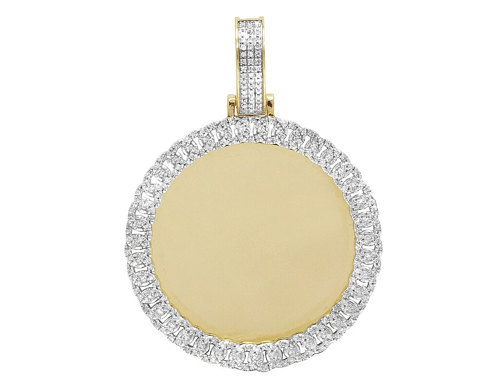 10K YELLOW GOLD CUBAN MEMORY REAL DIAMOND PENDANT: 10K Yellow Gold Cuban Memory Real Diamond Pendant Brand: None Type: Necklace Material: 10k Yellow Gold, Main Stone/Creation Natural Color: Yellow Gold Size: Dimension 2" Accessories: None