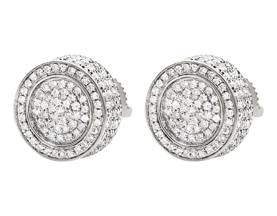 10K WHITE GOLD PAVE SET GENUINE ROUND DIAMOND STUD EARRINGS: 10K White Gold Pave Set Genuine Round Diamond Stud Earrings Brand: None Type: Earrings Material: 10k White Gold, Main Stone/Creation Natural Color: White Size: Dimension 11mm Accessories: