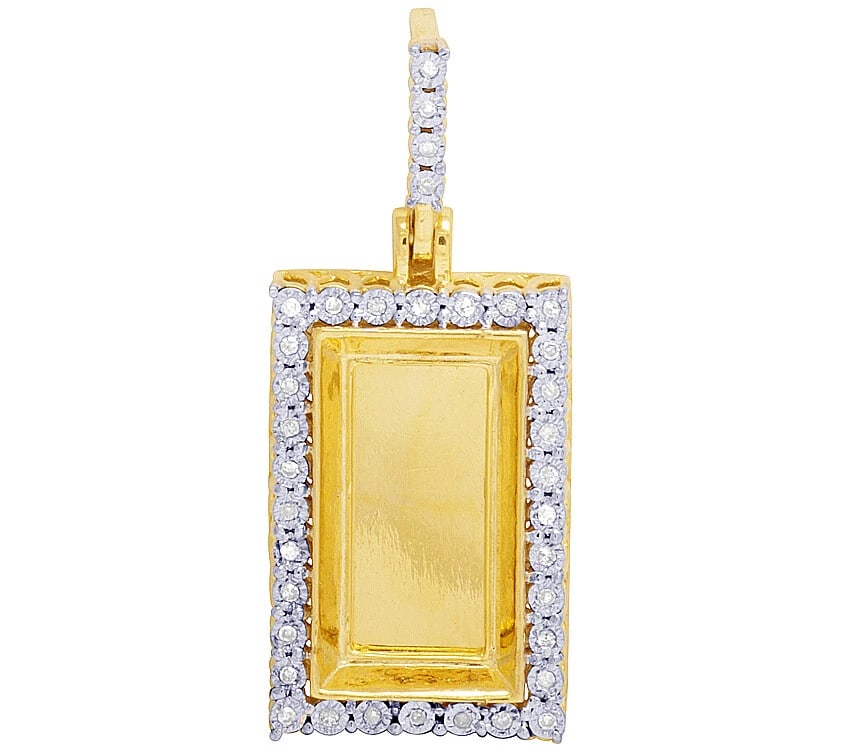 10K YELLOW GOLD REAL DIAMOND CUSTOM ENGRAVE PHOTO BAR PENDANT: 10K Yellow Gold Real Diamond Custom Engrave Photo Bar Pendant Brand: None Type: Pendant Material: 10k Yellow Gold, Main Stone/Creation Natural Color: Yellow Gold Size: Dimension 1.4" 