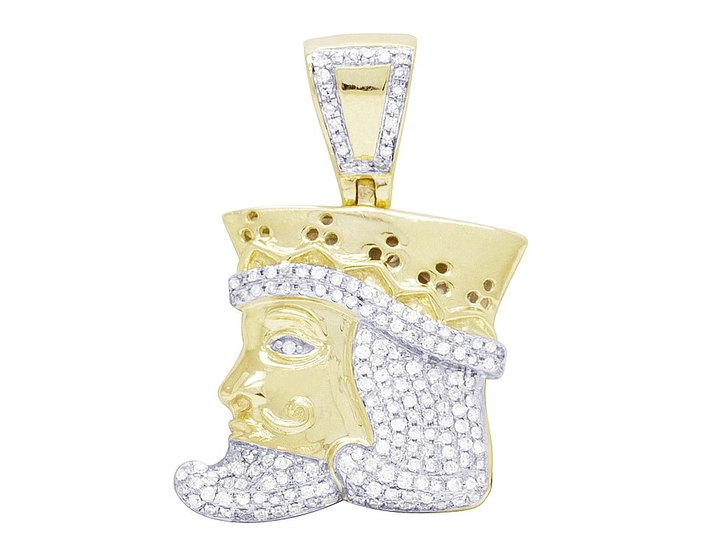 10K YELLOW GOLD KING ROYAL REAL DIAMOND PENDANT (1 of 3)