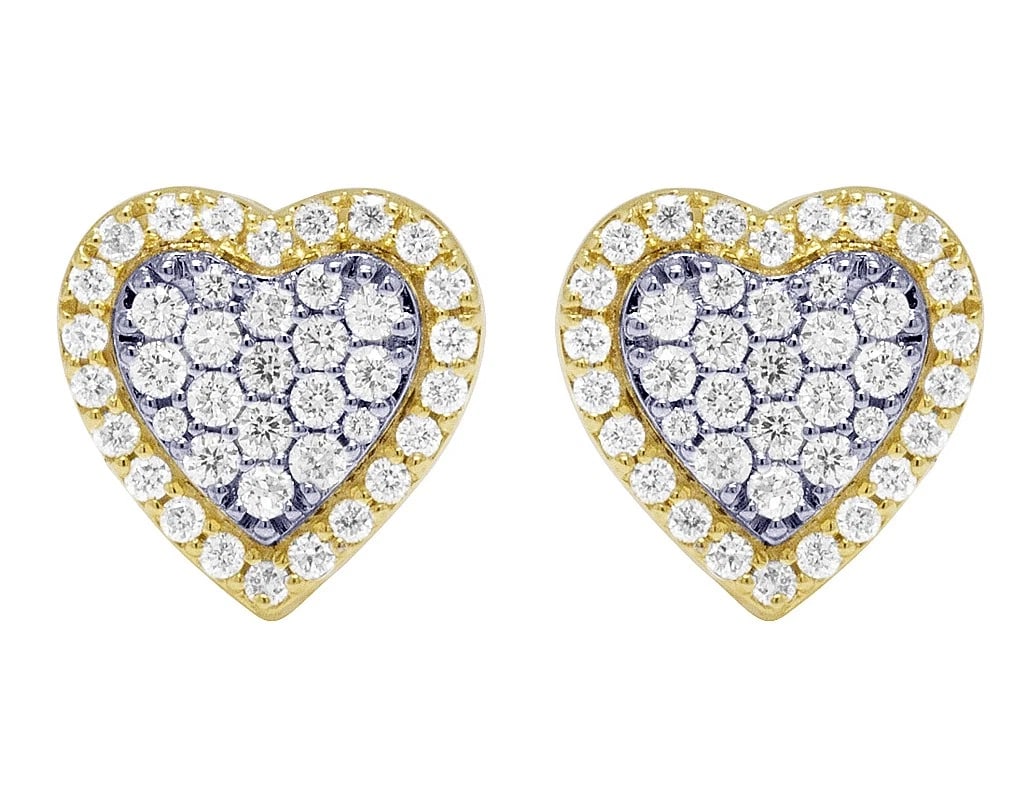 HEART-SHAPED REAL DIAMOND STUD EARRINGS: Heart-Shaped Real Diamond Stud Earrings Brand: None Type: Earrings Material: 14k Yellow Gold, Main Stone/Creation Natural Color: Yellow Gold Size: Dimension 9MM Accessories: None Accessories