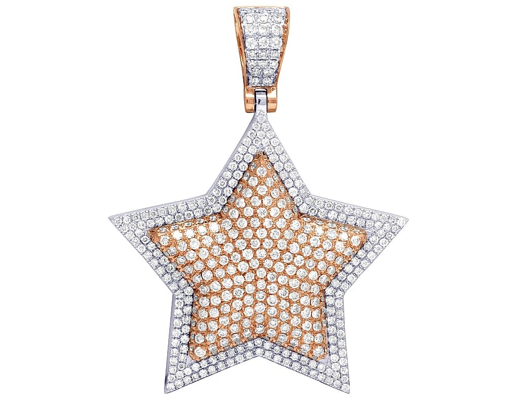 DIAMOND STAR PENDANT IN 10K TWO TONE ROSE/WHITE GOLD (1 of 3)