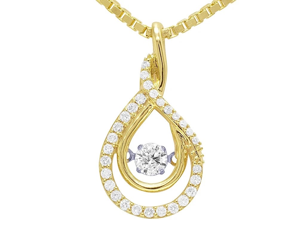 10K YELLOW GOLD INFINITY TEAR DROP DANCING SOLITAIRE DIAMOND (1 of 2)