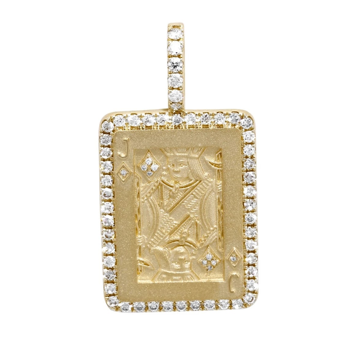 JACK OF DIAMONDS CARD REAL DIAMOND PENDANT 14K YELLOW GOLD (1 of 2)
