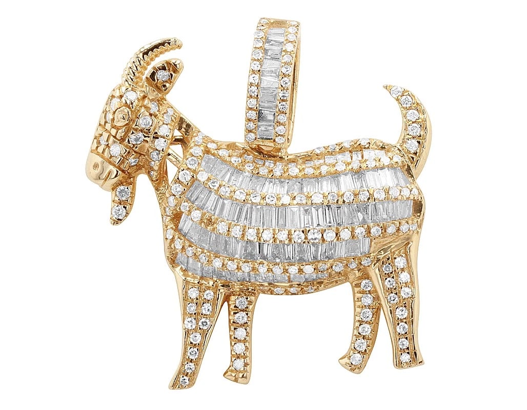 10K YELLOW GOLD REAL DIAMOND GOAT PENDANT (1 of 2)