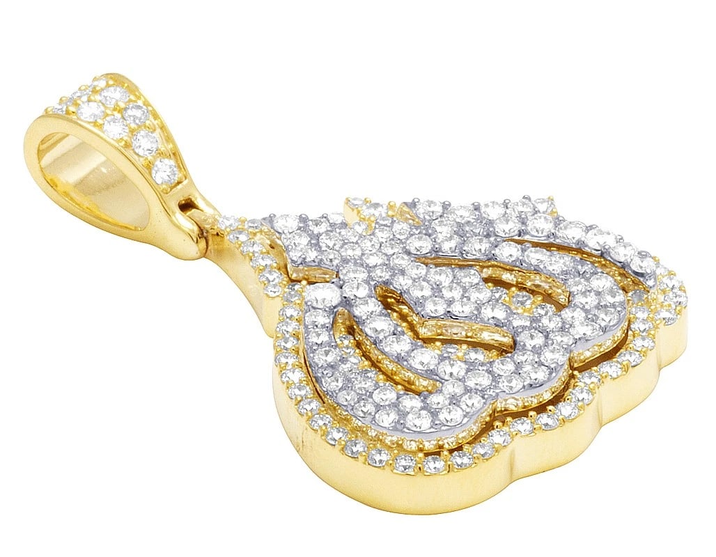 REAL DIAMOND ALLAH PENDANT 10K TWO TONE ROSE YELLOW GOLD CHARM (1 of 2)