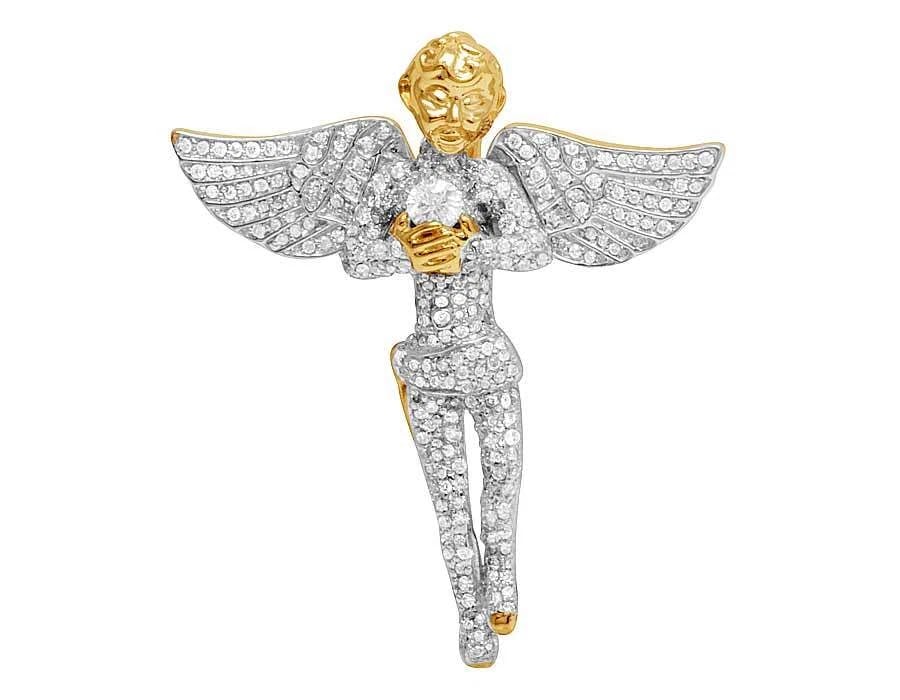 10K YELLOW GOLD GENUINE DIAMOND PRAYING ANGEL ICED PENDANT CHARM: 10K Yellow Gold Genuine Diamond Praying Angel Iced Pendant Charm Brand: None Type: Pendant Material: 10k Yellow Gold, Main Stone/Creation Natural Color: Yellow Gold Size: Dimension 1.5" Accessori