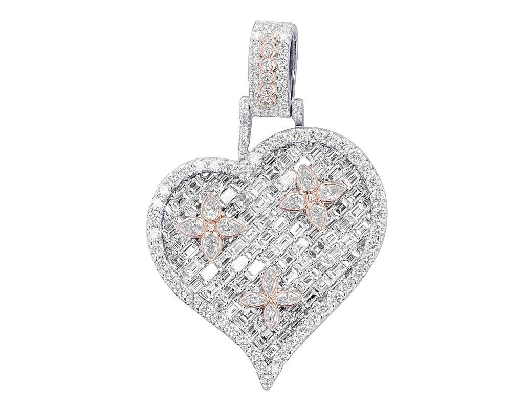 MULTI-SHAPE MOSAIC REAL DIAMOND HEART PENDANT (1 of 2)