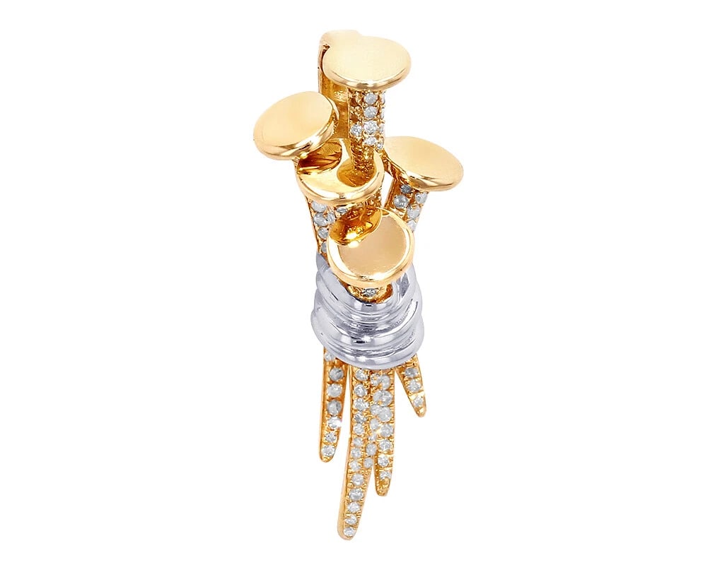 CLUSTER NAIL REAL DIAMOND PENDANT 10K YELLOW-WHITE GOLD: Cluster Nail Real Diamond Pendant 10K Yellow-White Gold Brand: None Type: Necklace Material: 10k Multi-Tone Gold, Main Stone/Creation Natural Color: Multi-Tone Size: Dimension 1.2" 