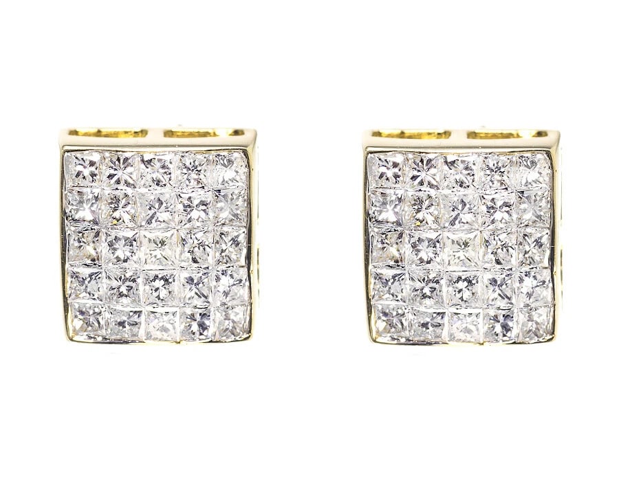14K YELLOW GOLD PRINCESS DIAMOND DOME SQUARE STUD EARRINGS: 14k Yellow Gold Princess Diamond Dome Square Stud Earrings Brand: None Type: Earrings Material: 10K Yellow Gold, Main Stone/Creation Natural Color: Yellow Gold Size: Dimension 8mm x 8mm 