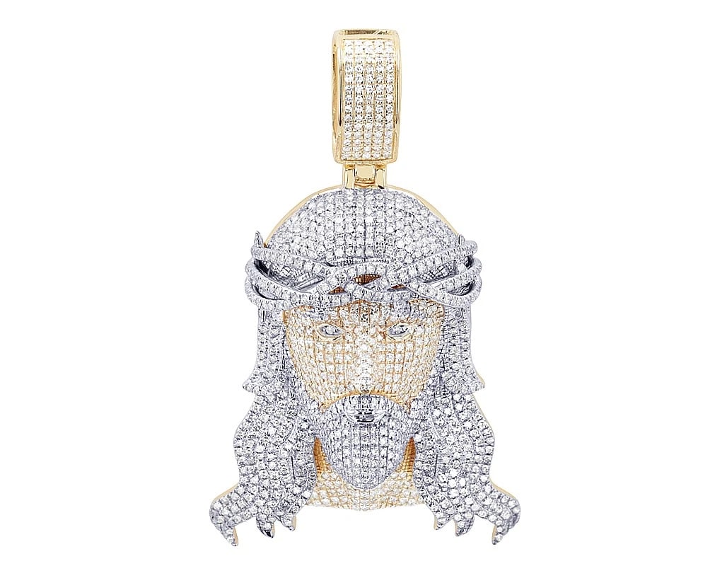 JESUS PENDANT FULLY ICED OUT 10K YELLOW WHITE GOLD (1 of 2)