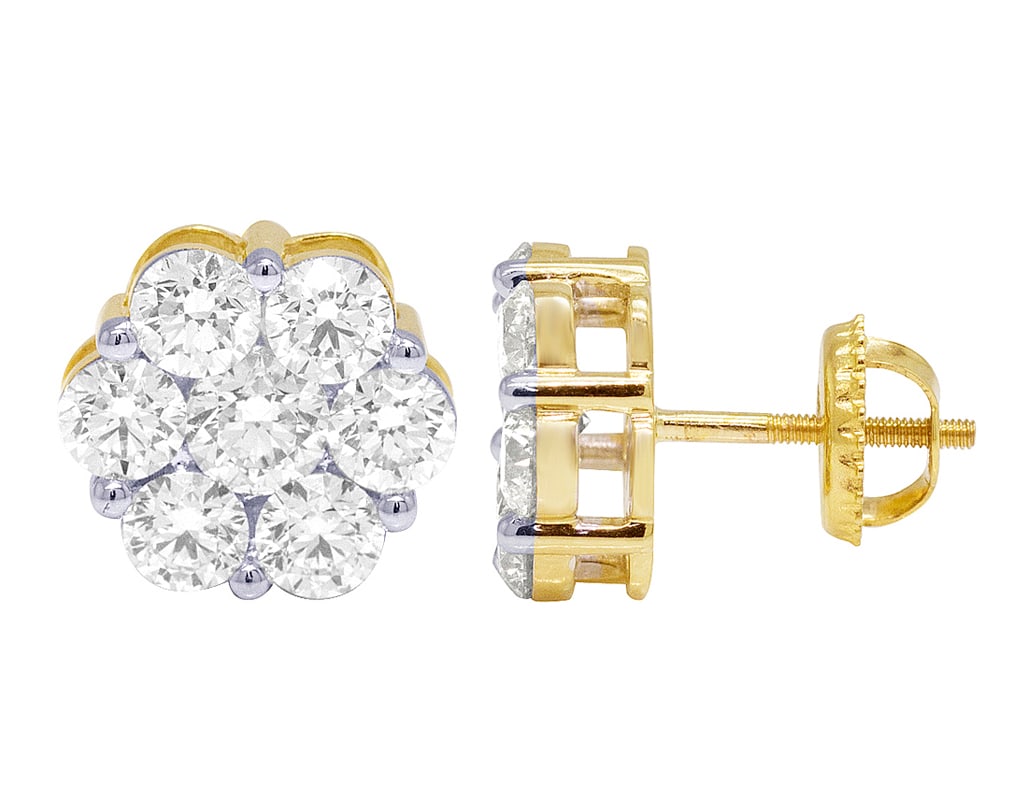 DIAMOND CLUSTER STUD EARRINGS - 2