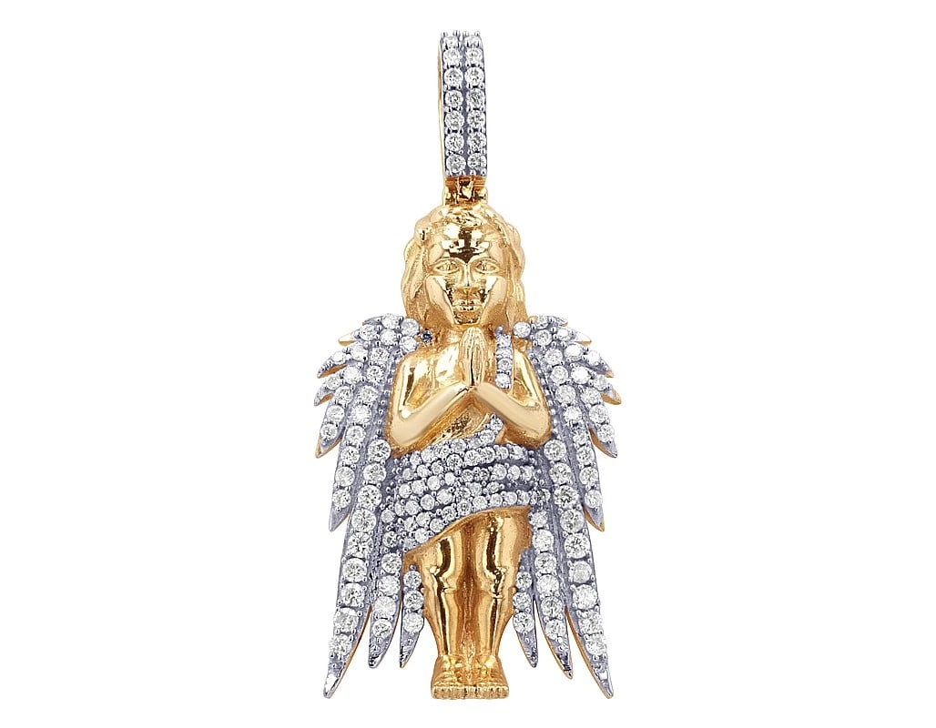 ANGEL WINGS DIAMOND PENDANT 10K YELLOW GOLD: Angel Wings Diamond Pendant 10K Yellow Gold Brand: None Type: Pendant Material: 10k Yellow Gold, Main Stone/Creation Natural Color: Yellow Size: Dimension L32.18MM Accessories: None Access