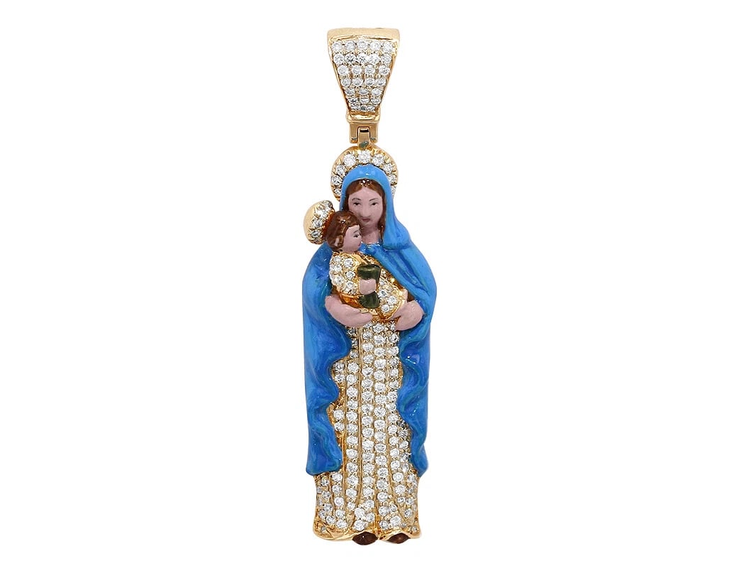MOTHER MARY BLUE ENAMEL REAL DIAMOND (1 of 2)