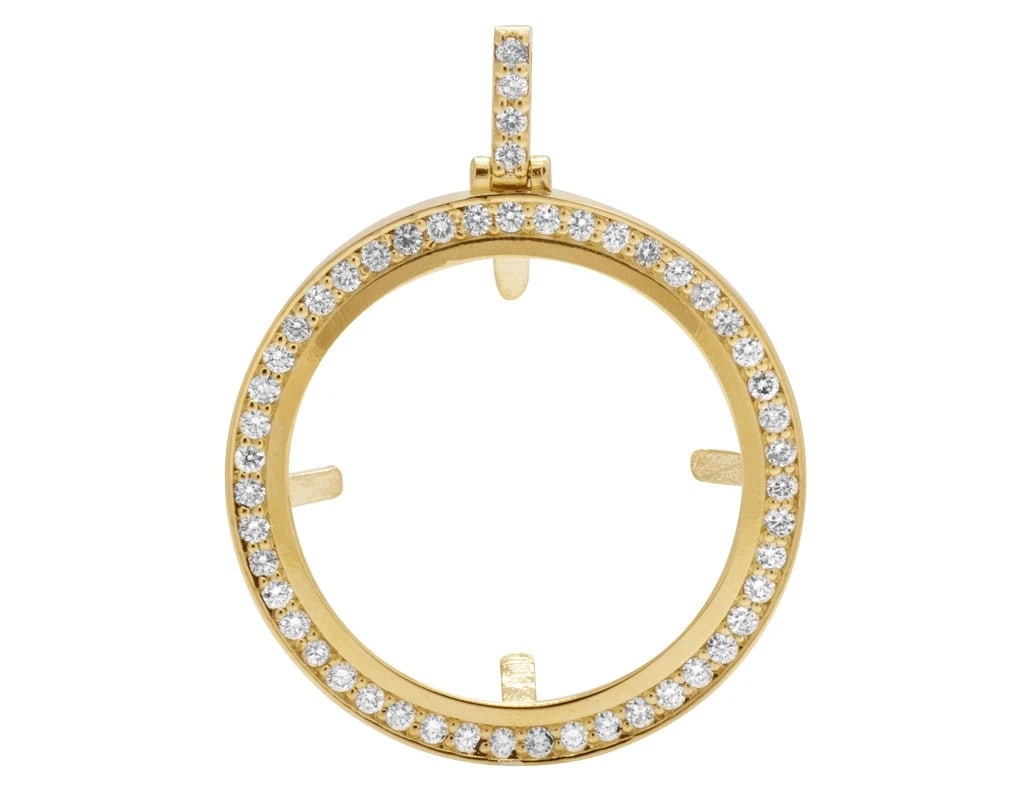 GENUINE DIAMOND BEZEL FRAME PENDANT 10K YELLOW GOLD (1 of 2)