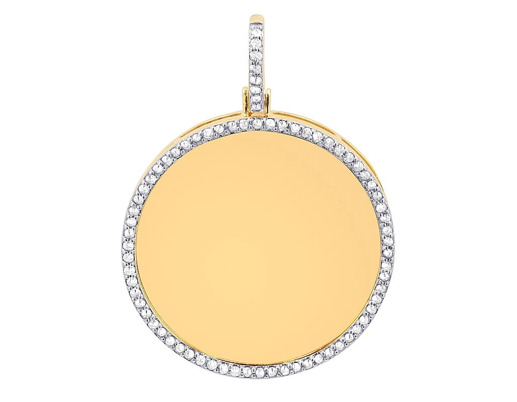 SINGLE ROW DIAMOND ROUND MEMORY PENDANT 10K YELLOW GOLD: Single Row Diamond Round Memory Pendant 10K Yellow Gold Brand: None Type: Pendant Material: 10k Yellow Gold, Main Stone/Creation Natural Color: Yellow Gold Size: Dimension D 1.45", bale 11.1 MM A