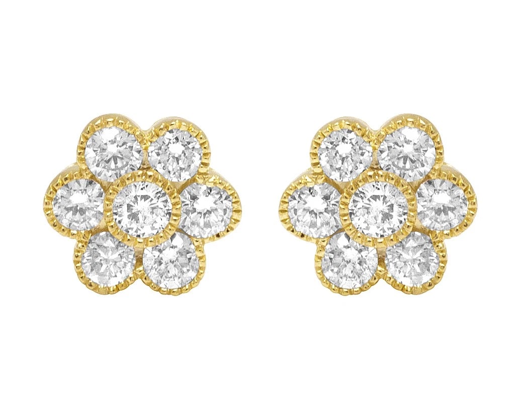 10K FLOWER CLUSTER REAL DIAMOND STUD EARRINGS: 10k Flower Cluster Real Diamond stud Earrings Brand: None Type: Earrings Material: 10k Yellow Gold, Main Stone/Creation Natural Color: Yellow Gold Size: Dimension 9MM Accessories: None Acc