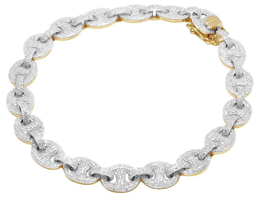 10K YELLOW GOLD DIAMOND PUFF GG MARINER ANCHOR LINK CHAIN BRACELET: 10K Yellow Gold Diamond Puff GG Mariner Anchor Link Chain Bracelet Brand: None Type: Bracelet Material: 10k Yellow Gold, Main Stone/Creation Natural Color: Yellow Gold Size: Dimension 8 Width
