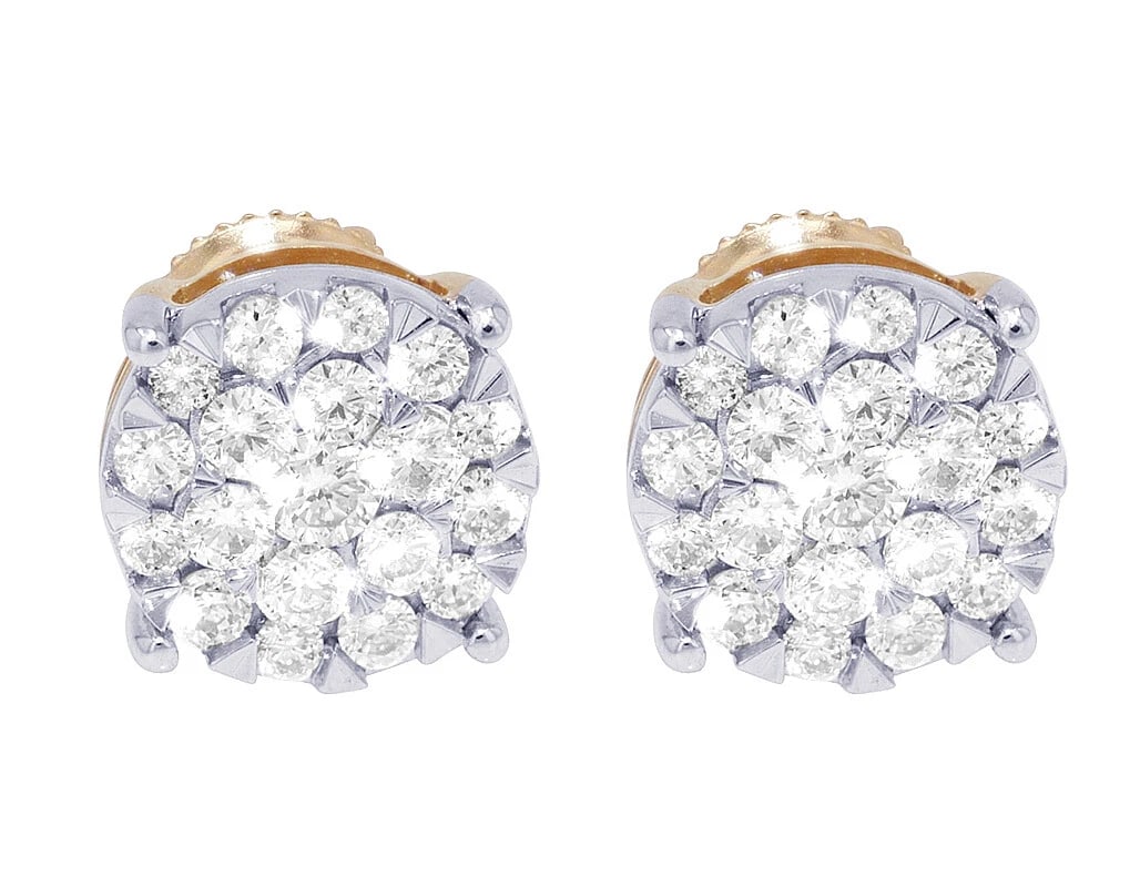 CLUSTER REAL DIAMOND STUD EARRINGS - 3
