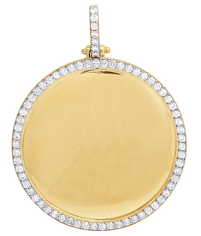 REAL DIAMOND PENDANT MEMORY FRAME PHOTO ENGRAVE 10K YELLOW GOLD: Real Diamond Pendant Memory Frame Photo Engrave 10K Yellow Gold Brand: None Type: Necklace Material: 10k Yellow Gold, Main Stone/Creation Natural Color: Yellow Gold Size: Dimension 2.25 inches