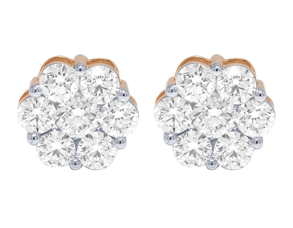DIAMOND CLUSTER STUD EARRING - 2