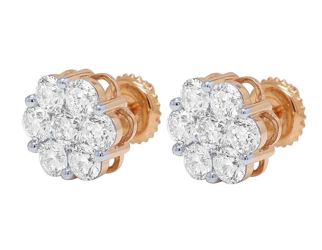 DIAMOND CLUSTER STUD EARRING - 3